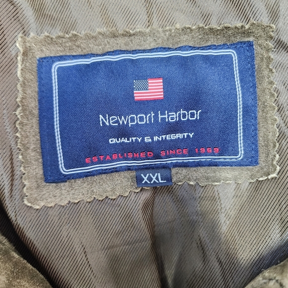 NEWPORT HARBOR Brown Suede Leather Mid Coat Jacket Men's Size XXL - Picture 4 of 16